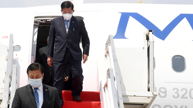 Panglima Junta Militer Myanmar Jenderal Min Aung Hlaing tiba di Bandara Soekarno-Hatta, Tangerang, Banten (24/4/2021). Foto: Rusman/Biro Pers Sekretariat/ho ANTARA FOTO