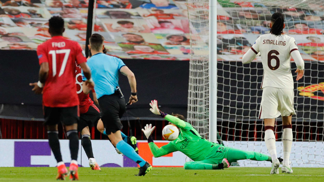 Pertandingan Liga Europa Semi Final Leg Pertama antara Manchester United melawan AS Roma di Old Trafford, Manchester, Inggris (29/4). Foto: Phil Noble/Reuters