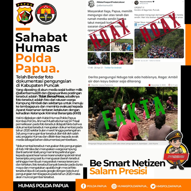 Polda Papua Pastikan Foto Pengungsi Ilaga Puncak di Medsos adalah Hoaks (277026)