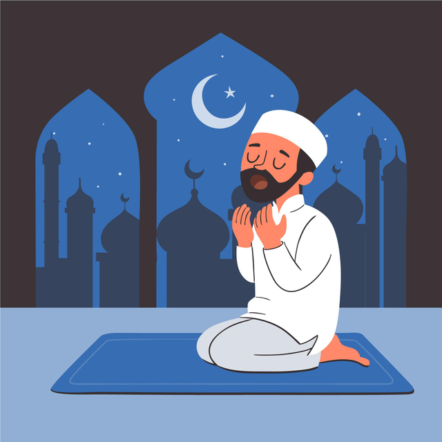 Ilustrasi orang itikaf, www.freepik.com