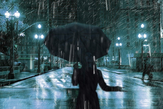 Ilustrasi perempuan dan hujan, dok: pixabay