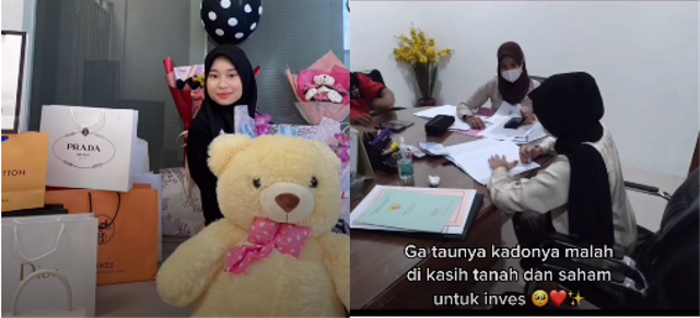 Remaja perempuan ini mendaapt kado tanah dan saham saat ultah. Foto: TikTok @itsficaa