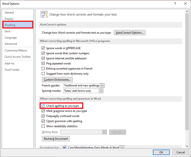 Cara Menghilangkan Garis Merah di Word 2010