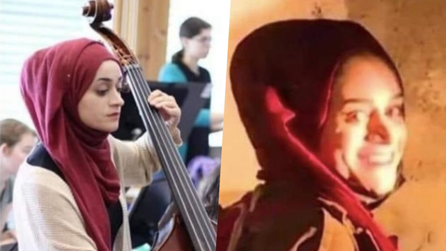 Maryam Afifi yang tersenyum saat ditangkap Israel, merupakan pemain double bass (kontrabas) pada orkestra pemuda Palestina. Foto: Twitter/@EmbassyHungary