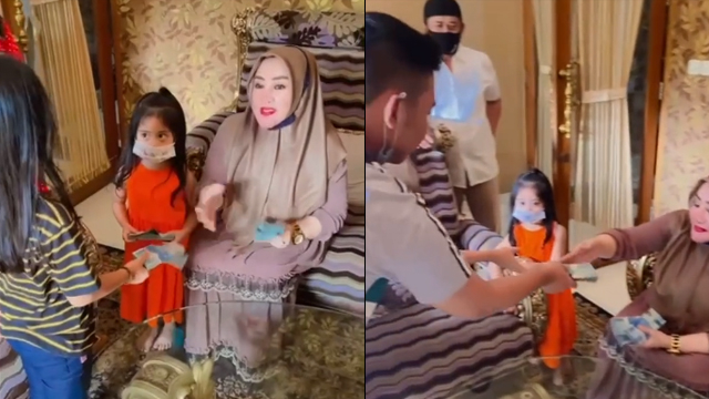 Nenek bagi-bagi THR. (Foto: @wandaaprilyaa/TikTok)