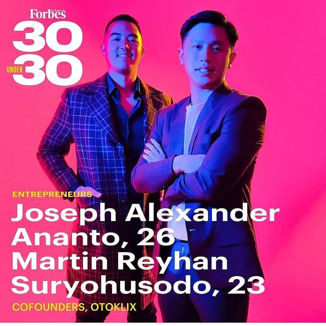 Joseph Alexander Anandto dan Martin Reyhan Suryohusodo pada Forbes 30 Under 30. (Foto: Instargam/@joseph_ananto).