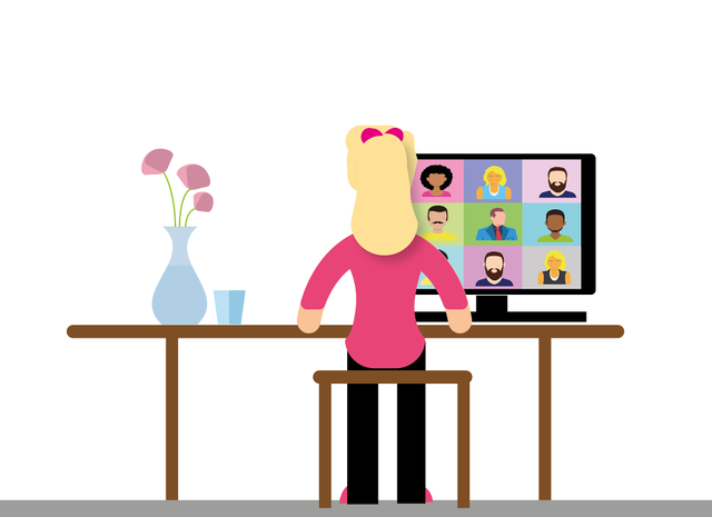 Ilustrasi Video Conference. Sumber gambar: https://pixabay.com/id/illustrations/video-conference-home-office-5230779/