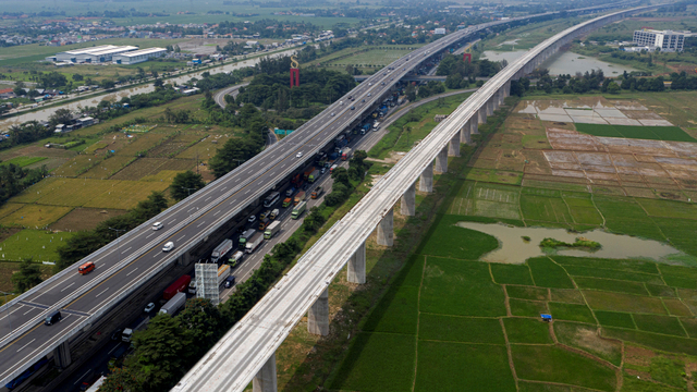 Ilustrasi Foto udara  di Tol Jakarta-Cikampek. Foto: Sigid Kurniawan/ANTARA FOTO