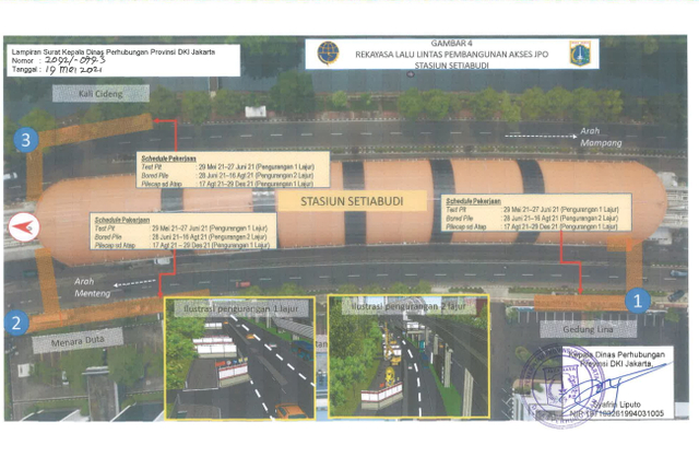 Rekayasa Lalu Lintas Pekerjaan Akses JPO Stasiun LRT Jabodebek Setiabudi Foto: Dishub DKI Jakarta