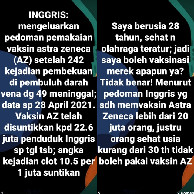 Status Ketua Dewan Pertimbangan IDI terkait Astrazeneca. Foto: Facebook/prof Zubairi