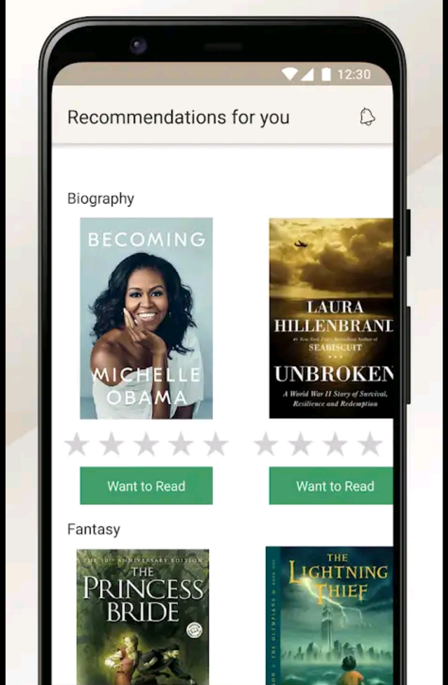 Vista de la aplicación Goodreads.  Foto: Goodreads vía Google Play Store