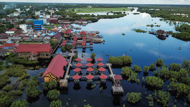 Foto udara area wisata susur sungai Air Hitam Taman Nasional Sebangau, Palangkaraya, Kalimantan Tengah, Selasa (25/5/2021). Foto: Makna Zaezar/ANTARA FOTO