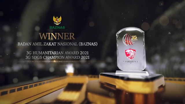 BAZNAS kembali membuktikan prestasinya di ajang internasional dengan mendapatkan dua penghargaan pada kategori Global Good Governance (3G) Humanitarian Award dan 3G Sustainable Development Goals (SDGs) Champion Award 2021. Dok. Badan Amil Zakat Nasional (BAZNAS).