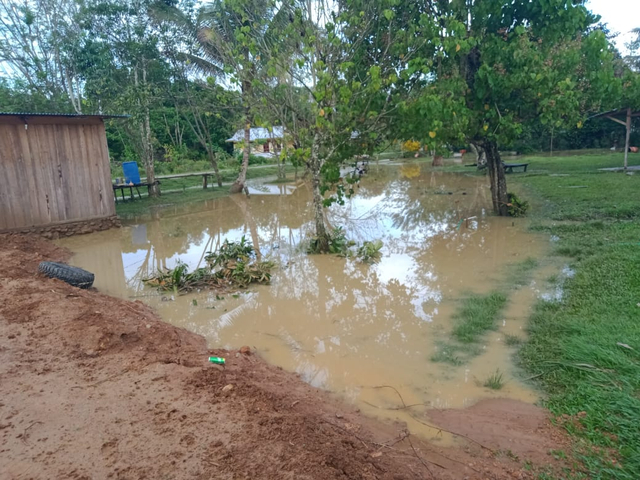 Tampak kondisi salah satu rumah warga terendam banjir sebelum air surut