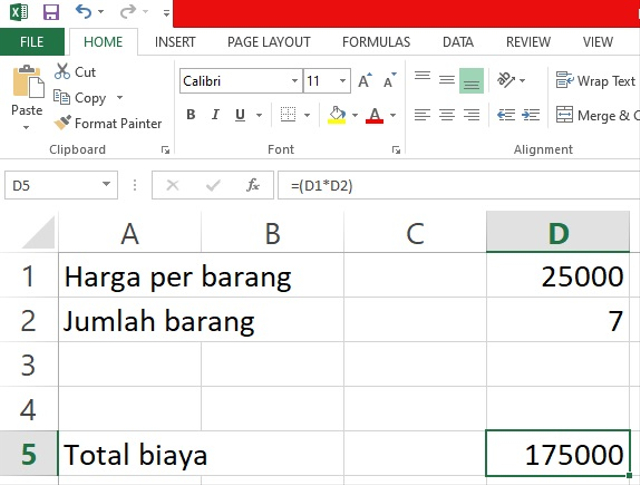Rumus perkalian Excel dalam tabel (Foto: Robertus Krisnanda).