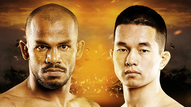 Kantharaj Agasa (kiri) dan Xie Wei saling berhadapan dalam laga MMA di ONE: FULL BLAST yang tayang pada Jumat, 28 Mei. Foto: ONE Championship