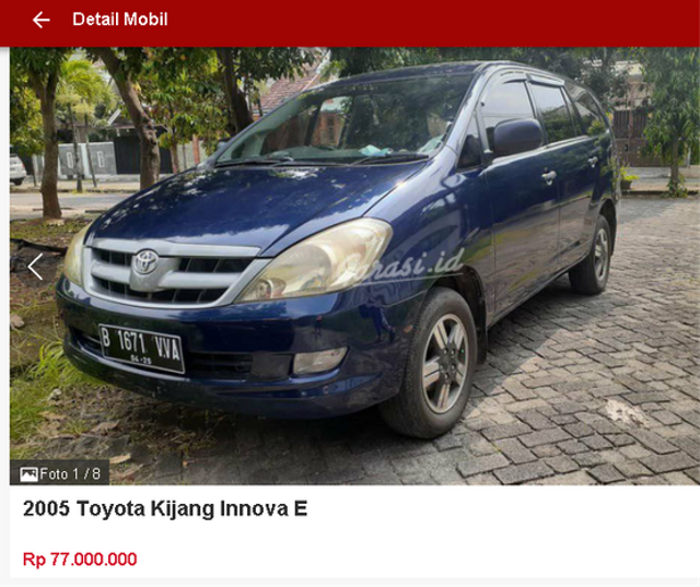 Toyota Innova bekas murah. dok Garasi.id