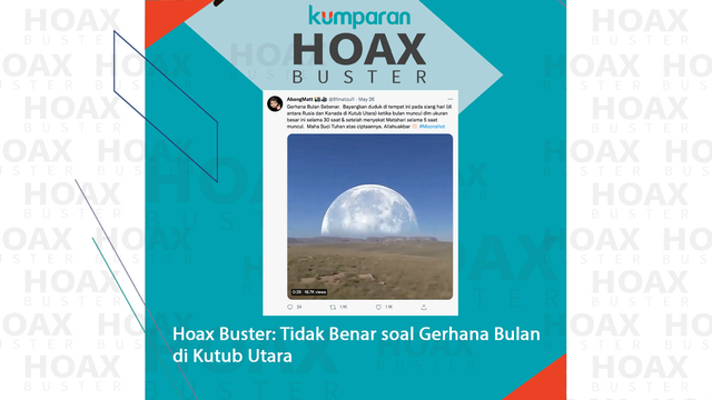 Hoax Buster: Tidak Benar soal Gerhana bulan di Kutub Utara. Foto: Twitter
