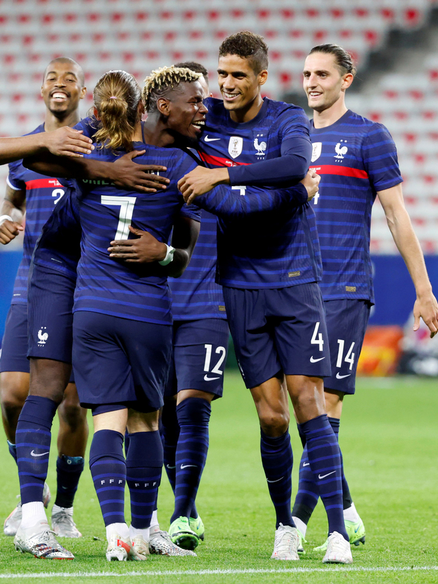 Selebrasi pemain Prancis saat Pertandingan Persahabatan Internasional melawan Wales di Allianz Riviera, Nice, Prancis, Rabu (2/6). Foto: Eric Gaillard/Reuters