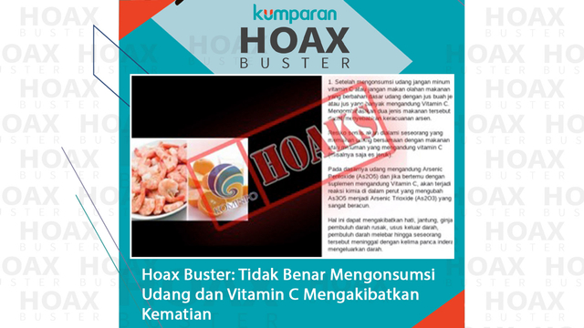 Hoax Buster: Mengonsumsi udang dan vitamin C mengakibatkan kematian. Foto: Kominfo