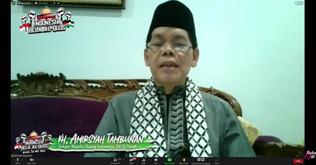 Turut memberikan testimoni dalam aksi Indonesia Bela Al-Quds yang digelar secara virtual di Jakarta, Ahad (30/5)