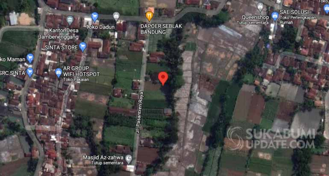 Dari kordinat gempa dangkal 3.0 mag yang dipicu sesar cimandiri, Sabtu siang ini terdetaksi berada di Desa Jambenenggang Kebonpedes Kabupaten Sukabumi | google maps