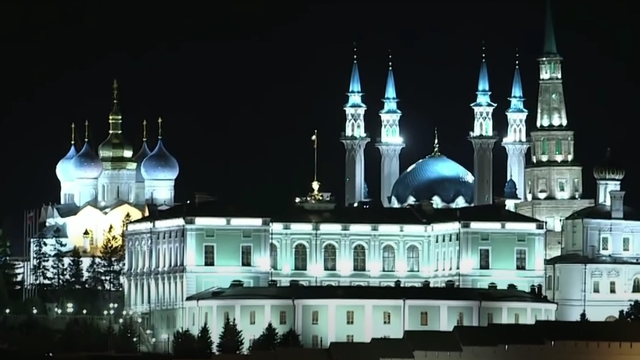 Potret Masjis Kul Sharif di Kazan. Foto: Youtube/Blue Travel Plus