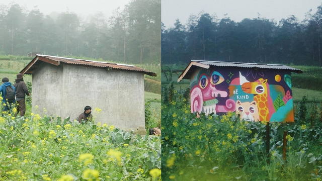 Cerita Seniman Muda Hias Gubuk  dengan Lukisan  Mural agar 