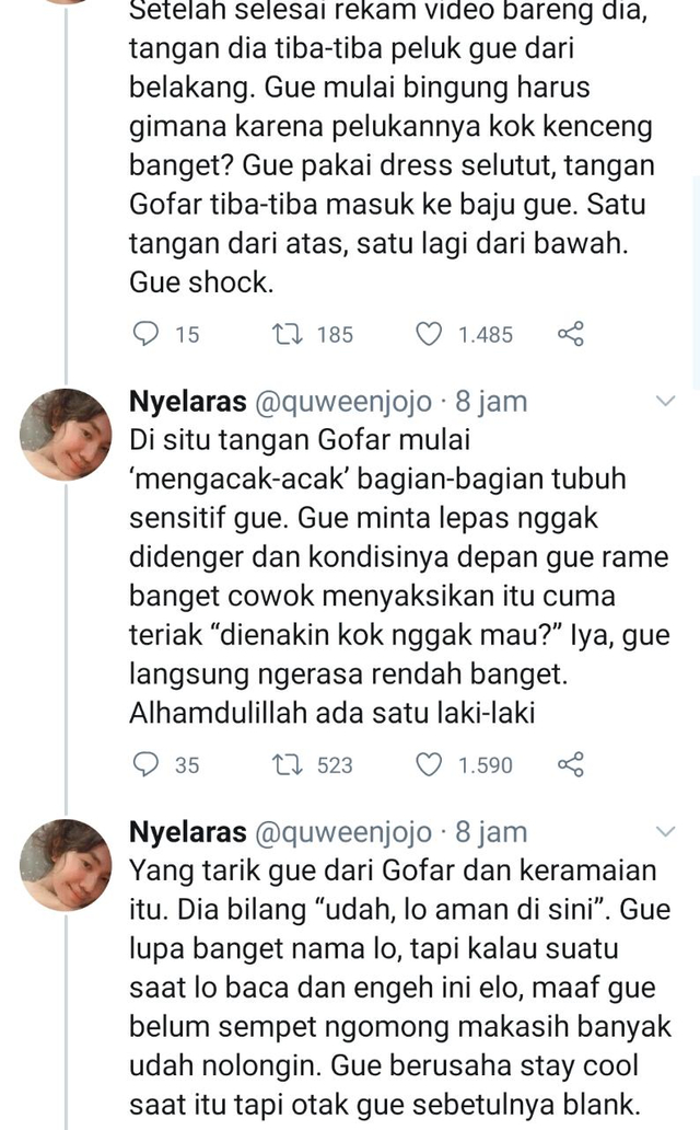 Heboh Seorang Wanita Mengaku Pernah Alami Pelecehan Seksual oleh Gofar Hilman (291514)