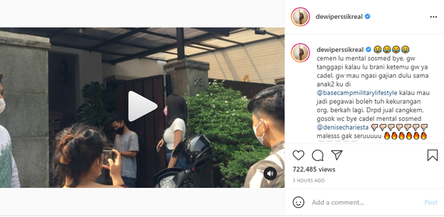 Tak Bisa Temui Denise Chariesta di Rumahnya, Dewi Perssik: Cemen Lu (463894)
