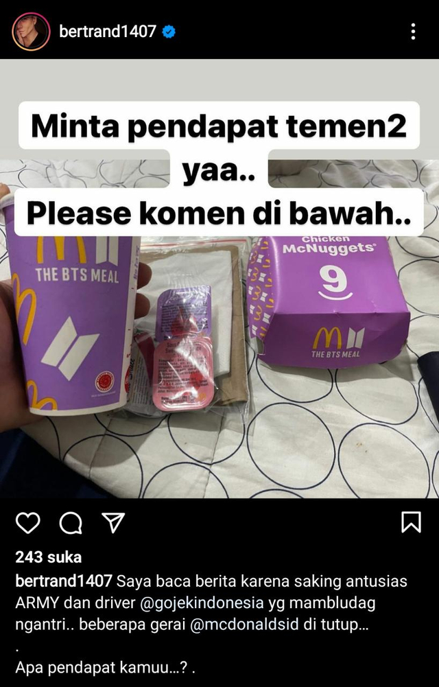 Berhasil Beli BTS Meal, Ini Kata Bertrand Antolin soal Gerai McD yang Ditutup (132944)