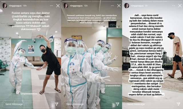 Unggahan Instagram Story Ringgo Agus Rahman. Foto: Instagram/ringgoagus