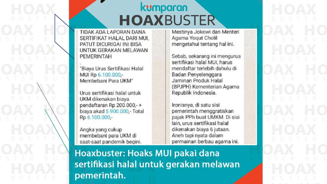 Hoaks MUI pakai dana sertifikasi halal untuk gerakan melawan pemerintah. Foto: Sumber: Antara