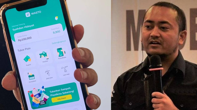 Antar muka Aplikasi pemilah sampah berbasis Android (kanan), dan Alan Wahyu Hafiludin, penemu aplikasi tersebut. foto/Azmy