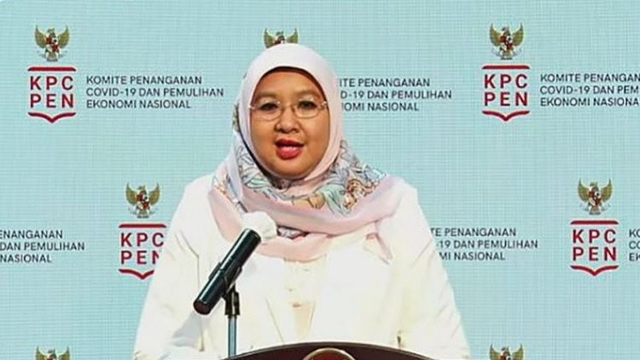 Juru Bicara Vaksinasi COVID-19 Kemenkes dr. Siti Nadia Tarmizi saat memberikan keterangan secara virtual. Foto: Kemenkes RI