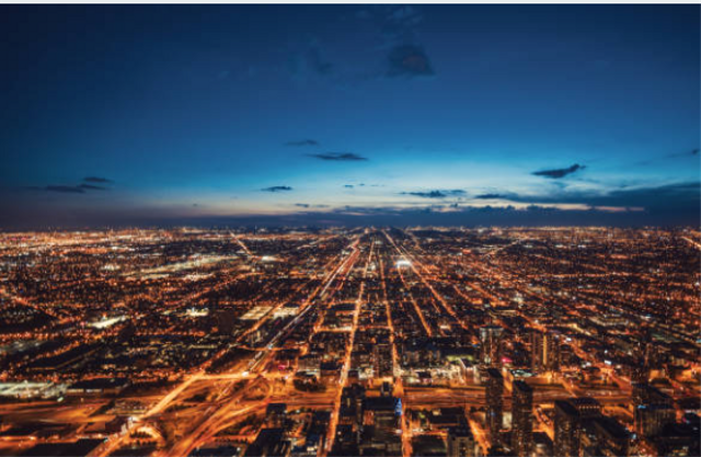 Keadaan salah satu kota di indonesia https://www.istockphoto.com/en/photo/aerial-view-of-chicago-skyline-at-night-gm1162900500-319139314