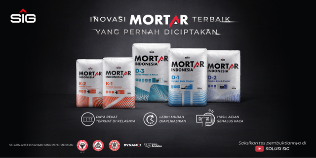 5 Varian produk Mortar Indonesia. Foto: dok. SIG