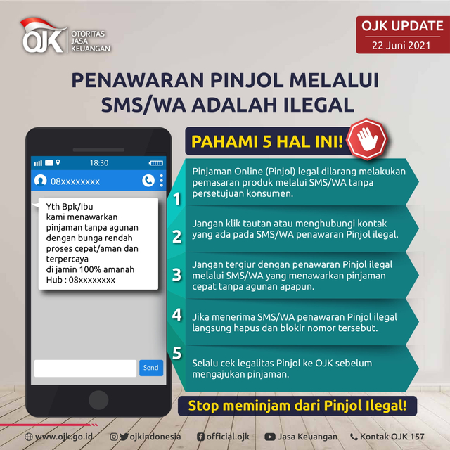 OJK: Penawaran Pinjol Lewat SMS Atau WA Itu Ilegal! Ini Bedanya Sama ...