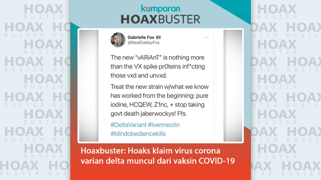 Hoaxbuster: Hoaks klaim virus corona varian delta muncul dari vaksin COVID-19. Foto: Dok. Istimewa
