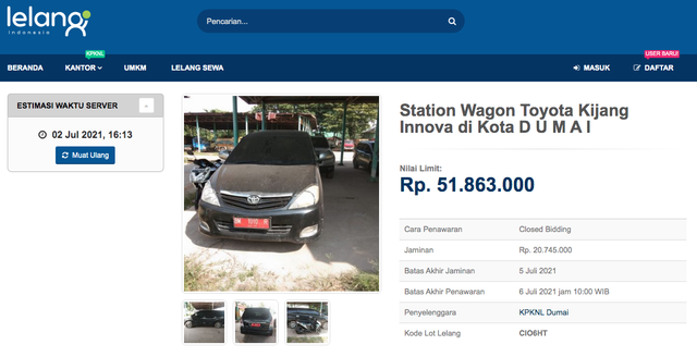 Lelang Toyota Innova Mulai Rp 43 Jutaan, Tertarik? (497397)