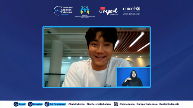 Choi Siwon 'Super Junior' sebagai salah satu pembicara Konferensi Kebaikan Indonesia 2021. (Foto: YouTube UNICEF Indonesia)