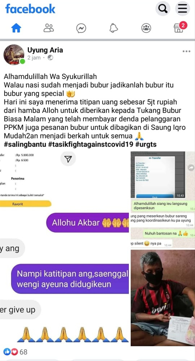 Dapat Bantuan Uang, Tukang Bubur di Tasik Bayar Denda PPKM Darurat Rp 5 Juta (440353)