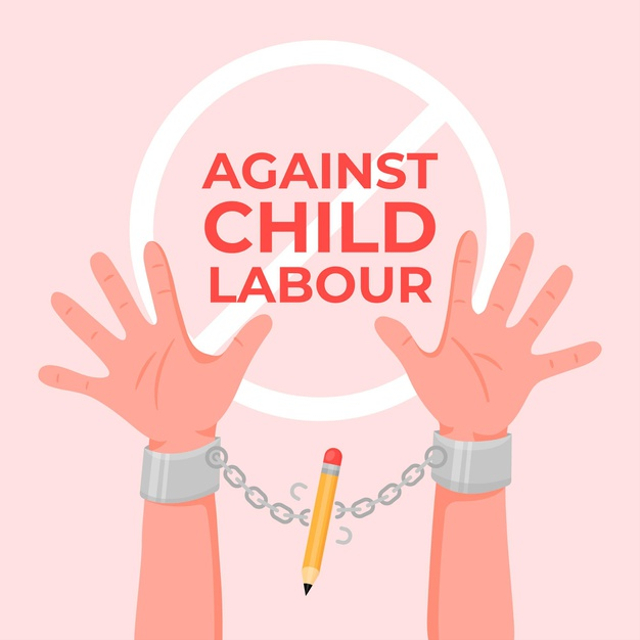 Hak anak yang telah dirampas. Sumber : https://www.freepik.com/free-vector/flat-world-day-against-child-labour-illustration_13637905.htm#page=1&query=child%20labour&position=19