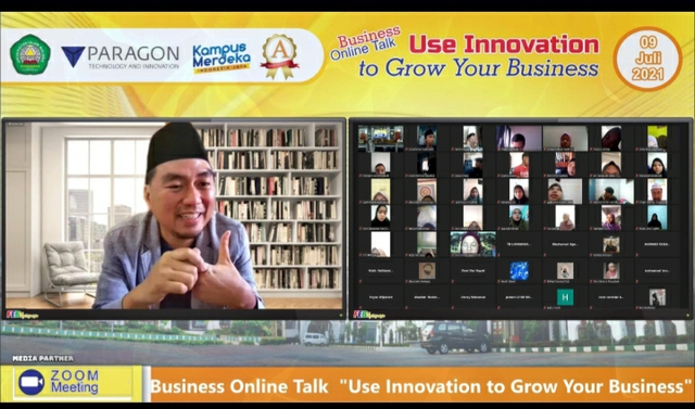 Business Online Talks FEB Unisma bertajuk Use Innovation to Grow Your Business bersama PT Paragon Technology and Innovation. Foto: Tangkapan layar