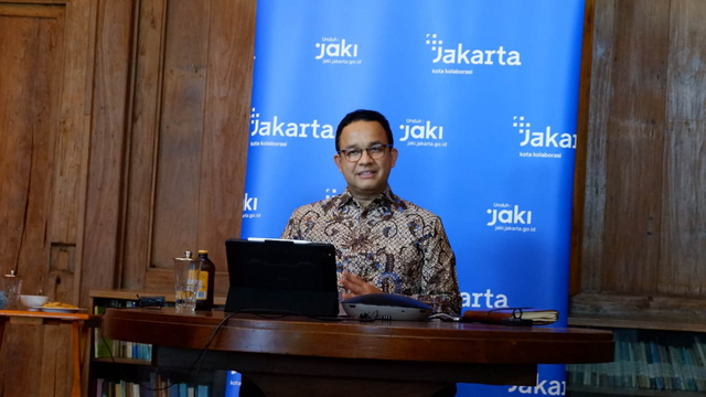 Gubernur DKI Jakarta Anies Baswedan saat konferensi Pers Diseminasi Hasil Survei Serologi COVID-19 secara daring, pada Sabtu (10/7). Foto: PPID DKI Jakarta