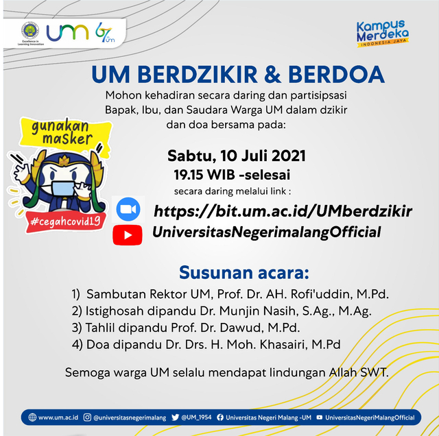 Pandemi Tak Kunjung Usai, UM Gelar Zikir dan Doa Bersama Secara Daring (32158)