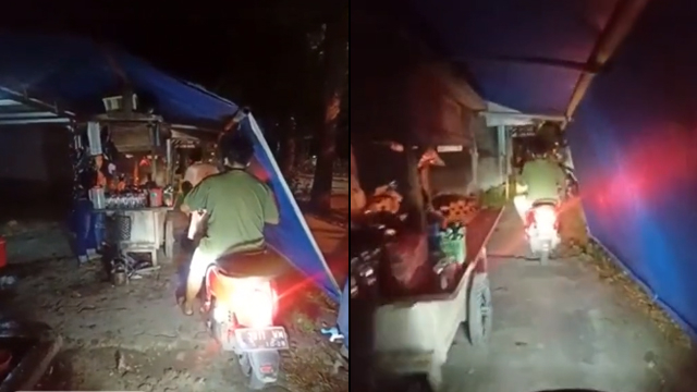 Pedagang angkringan bergaya drive thru. (Foto: @kavinnaufan/TikTok)