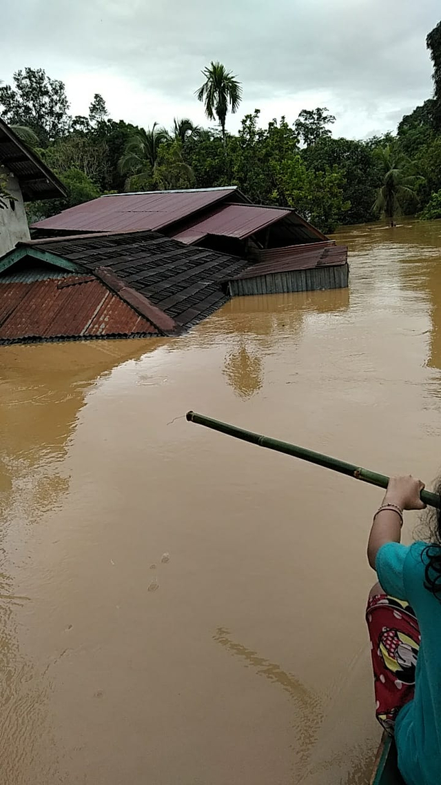 Banjir yang terjadi di Desa Nanga Lungu, Kecamatan Silat Hulu. Foto: Dok. BPBD Kapuas Hulu