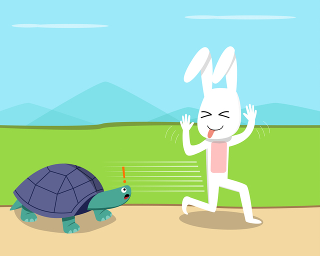 Ilustrasi cerita fabel kelinci dan kura-kura. Foto: Shutter Stock
