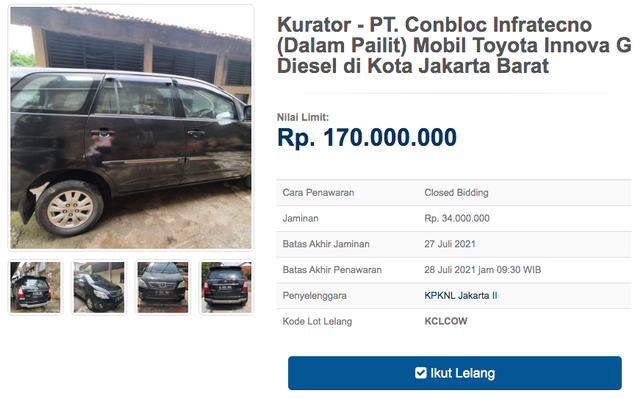 12 Unit Toyota Innova Dilelang Negara, Harga Dibuka Mulai dari Rp 11 Jutaan (30132)